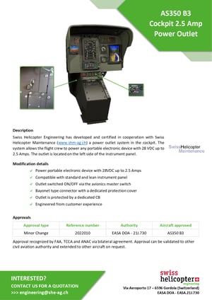 AS350 - Cockpit 2.5 Amp Power outlet - Flyer