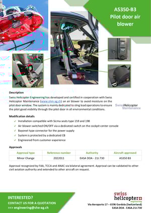 AS350 - Pilot door air blower - Flyer